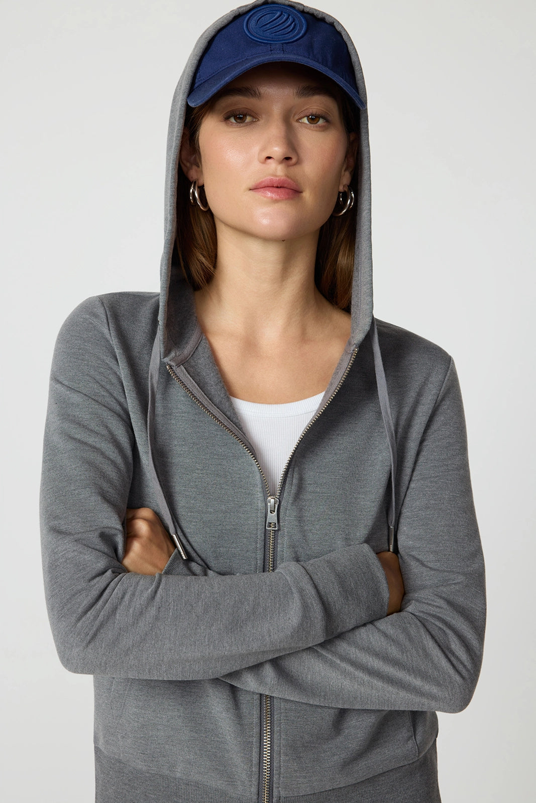 Cozy Fleece Full Zip Slim Hoodie - Htr Steel Grey