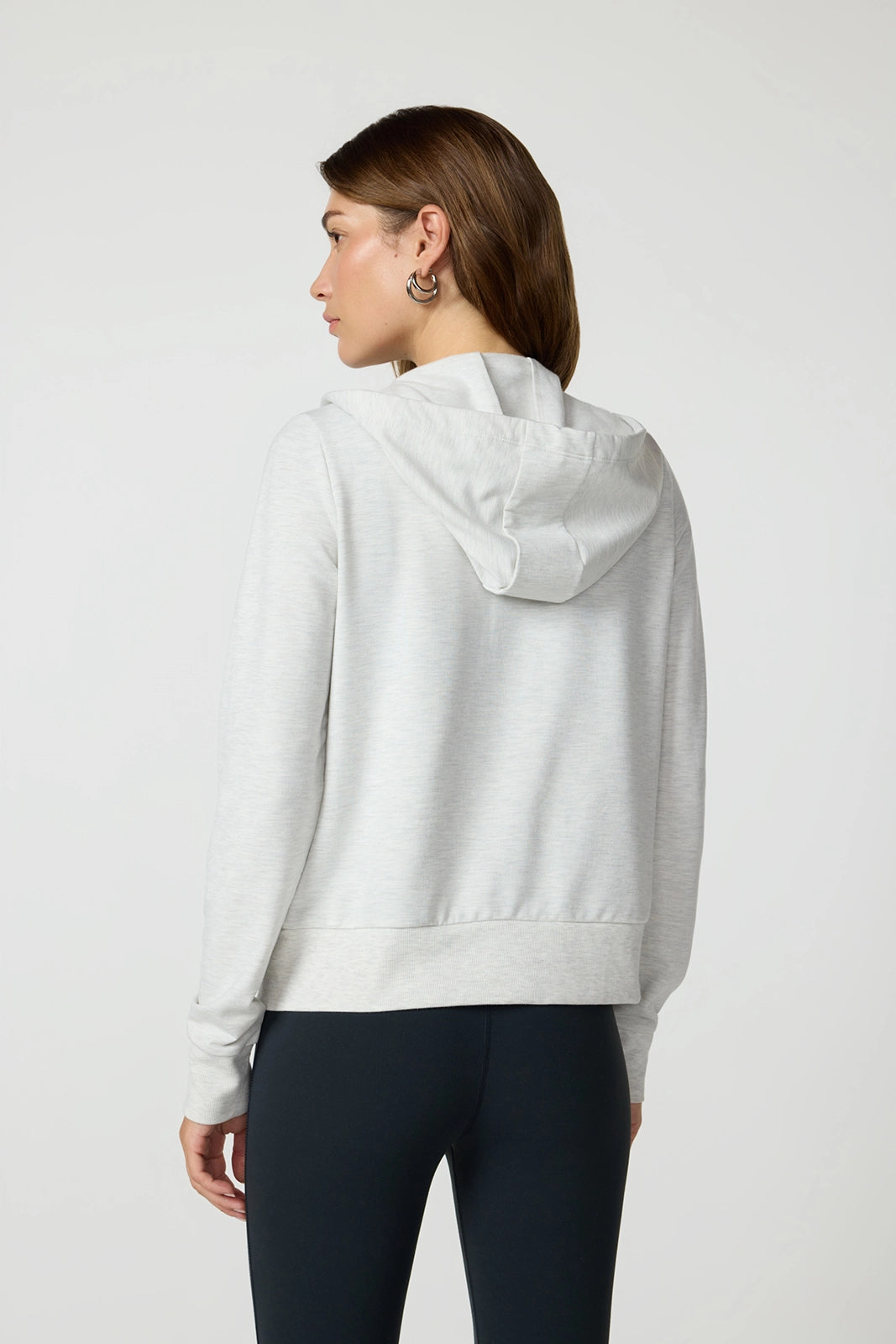 Cozy Fleece Full Zip Slim Hoodie - Htr Moonbeam