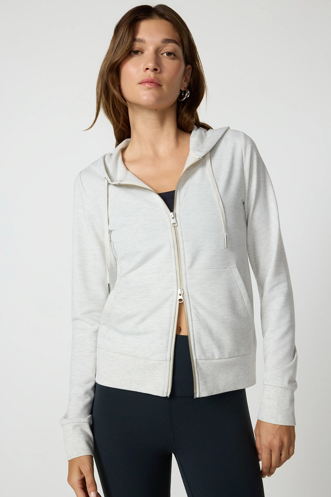Cozy Fleece Full Zip Slim Hoodie - Htr Moonbeam