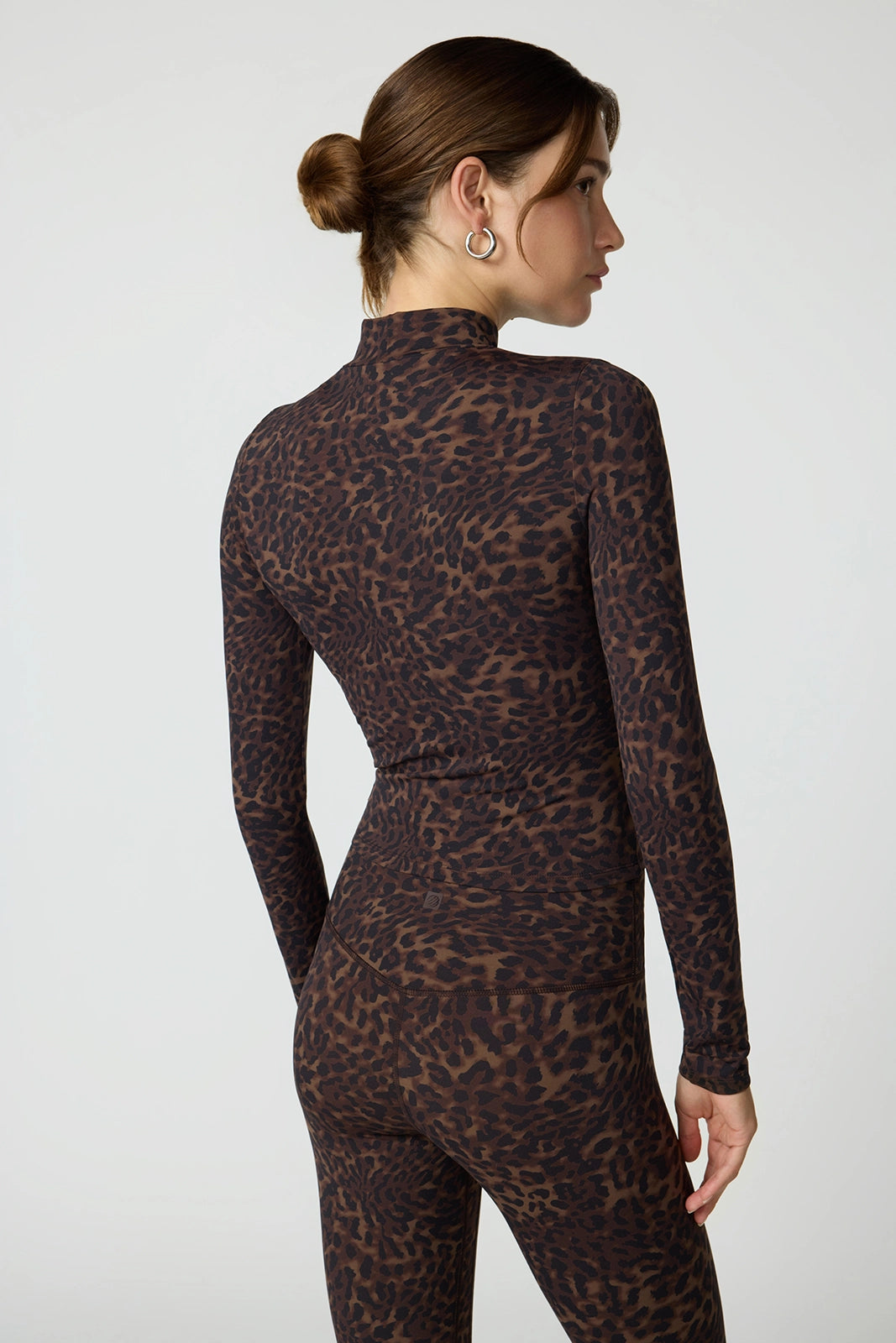 Printed Mock Neck Long Sleeve Top - Caribou Leopard