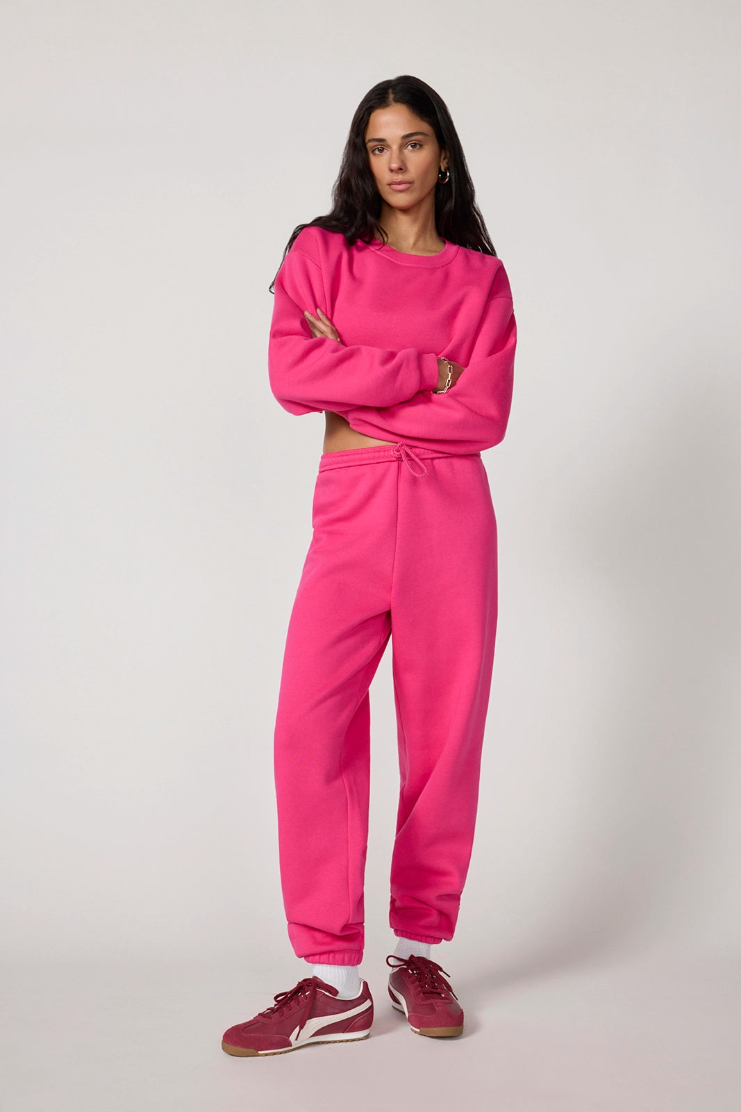 Luxefleece Cropped Sweatshirt - Fuchsia Purple