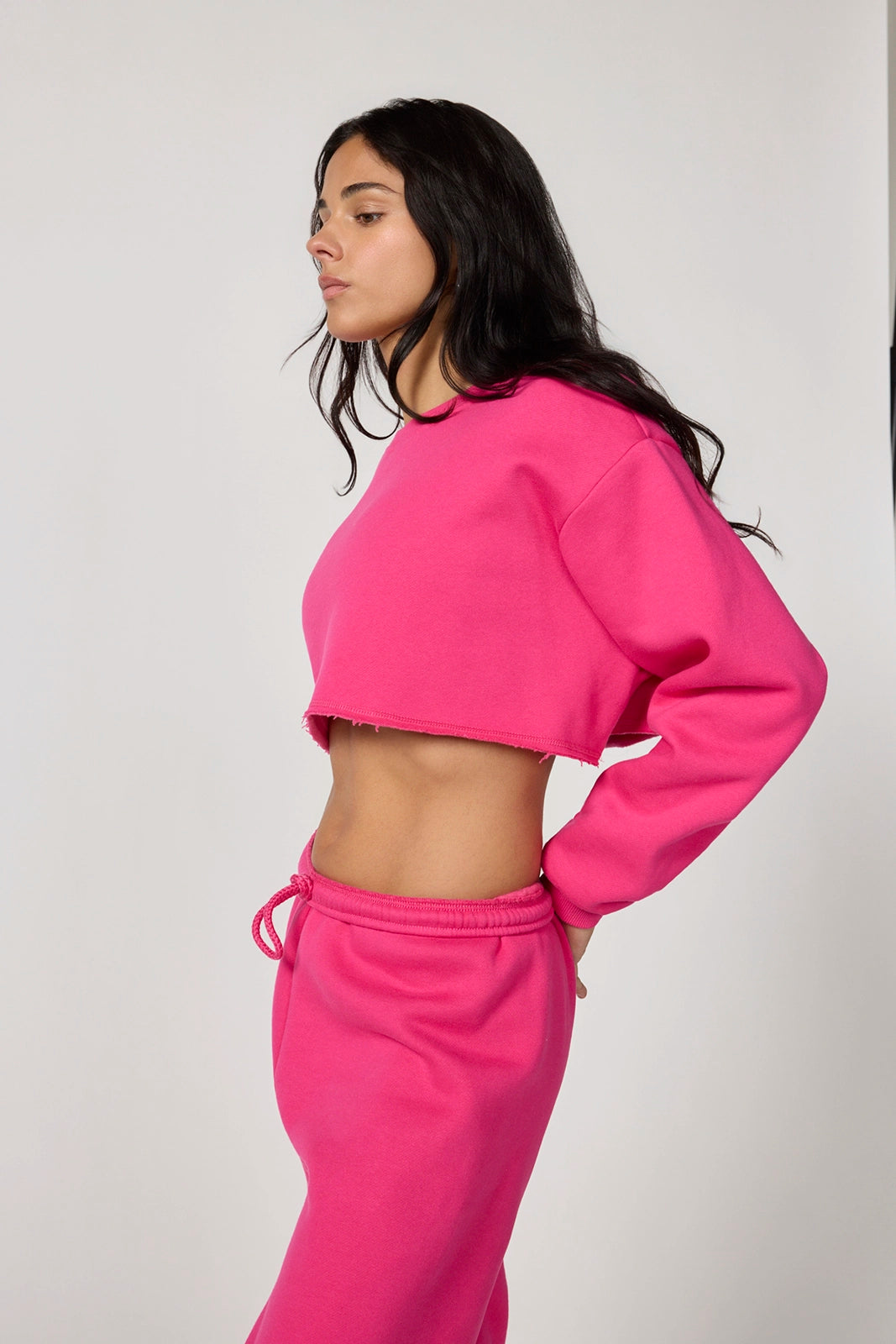Luxefleece Cropped Sweatshirt - Fuchsia Purple