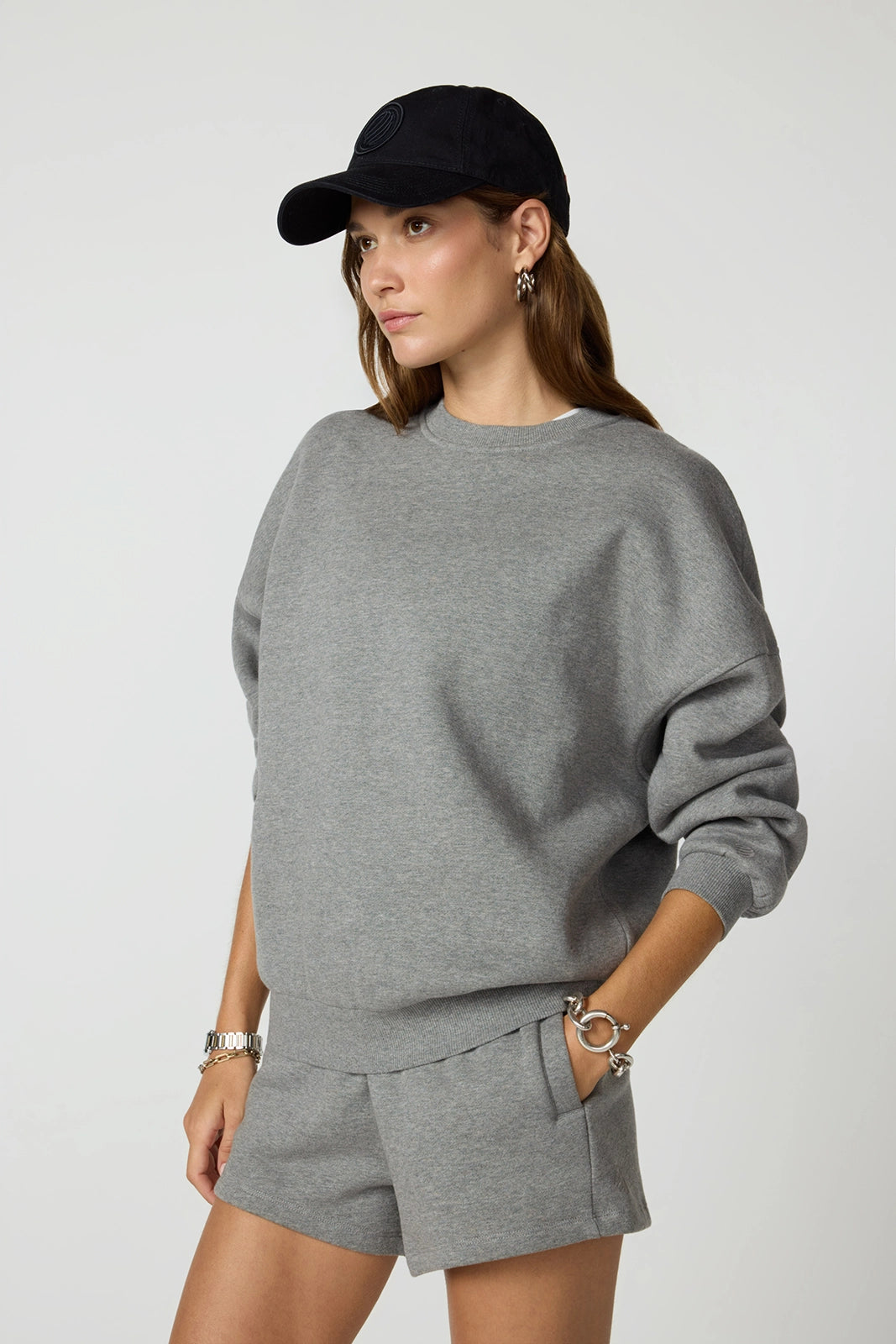 Luxefleece Boyfriend Sweatshirt - Htr Steel Grey