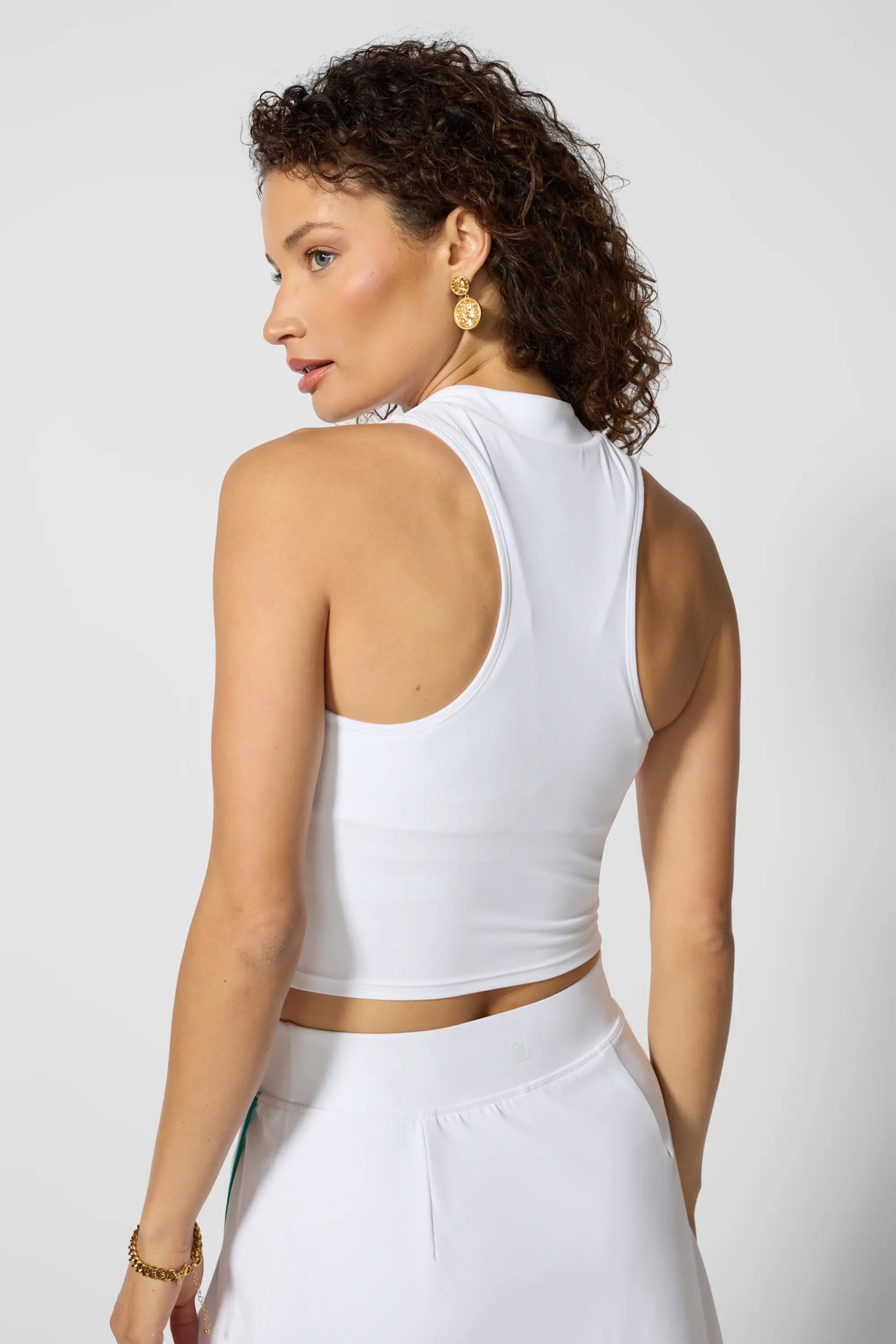 Cloud Half Zip Mock Neck Top - Brilliant White