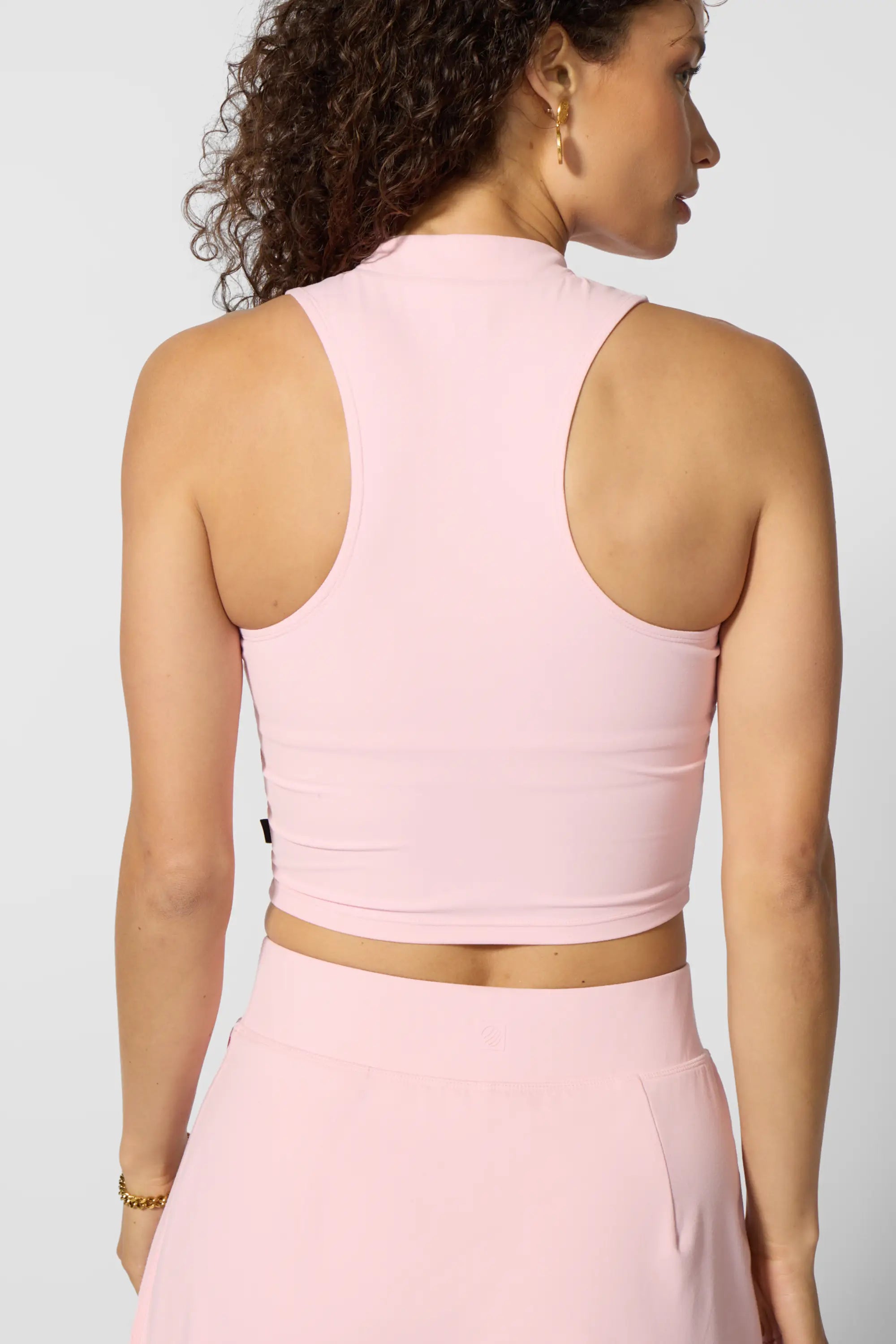 Cloud Half Zip Mock Neck Top - Baby Pink