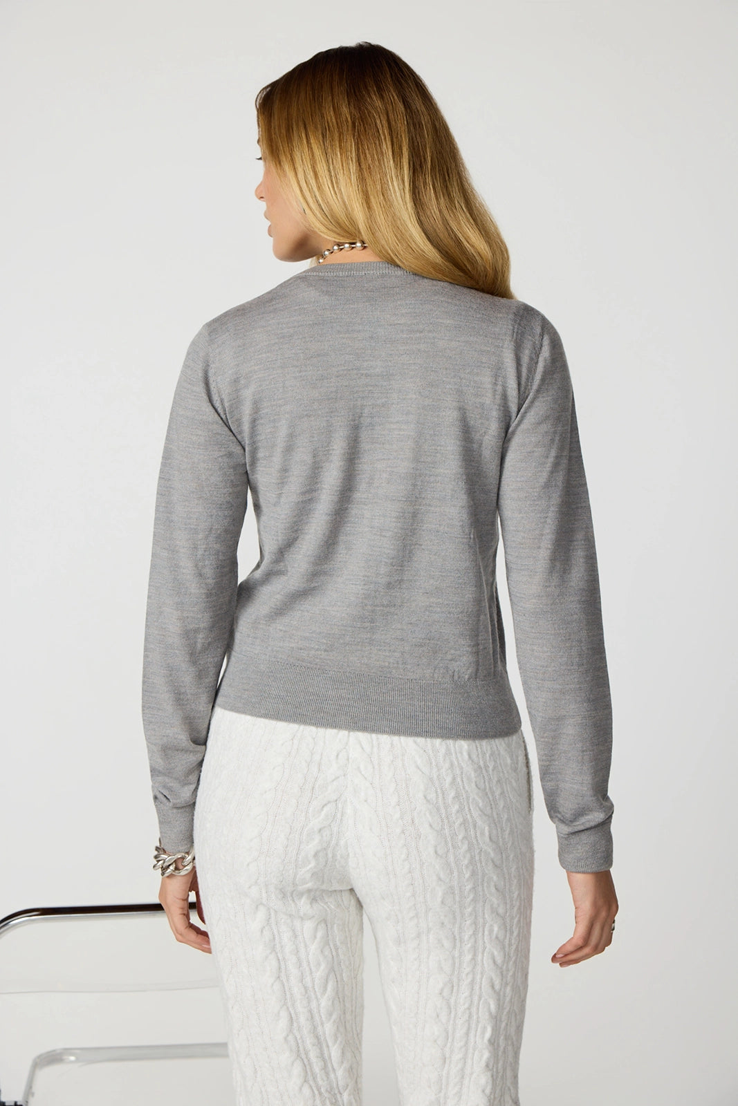 Merino Cardigan - Htr Steel Grey