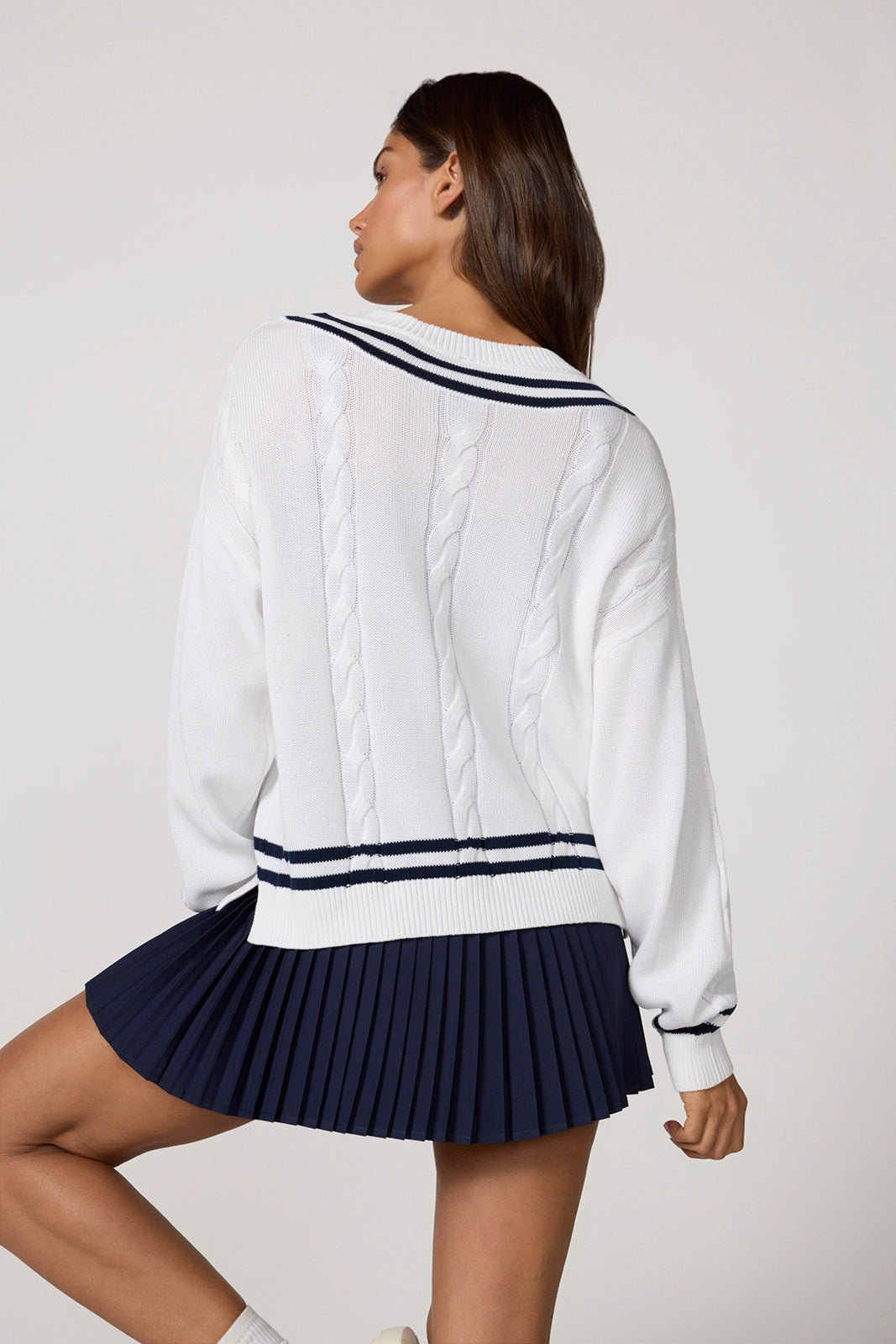 Club Sweater - Brilliant White/Navy Blazer