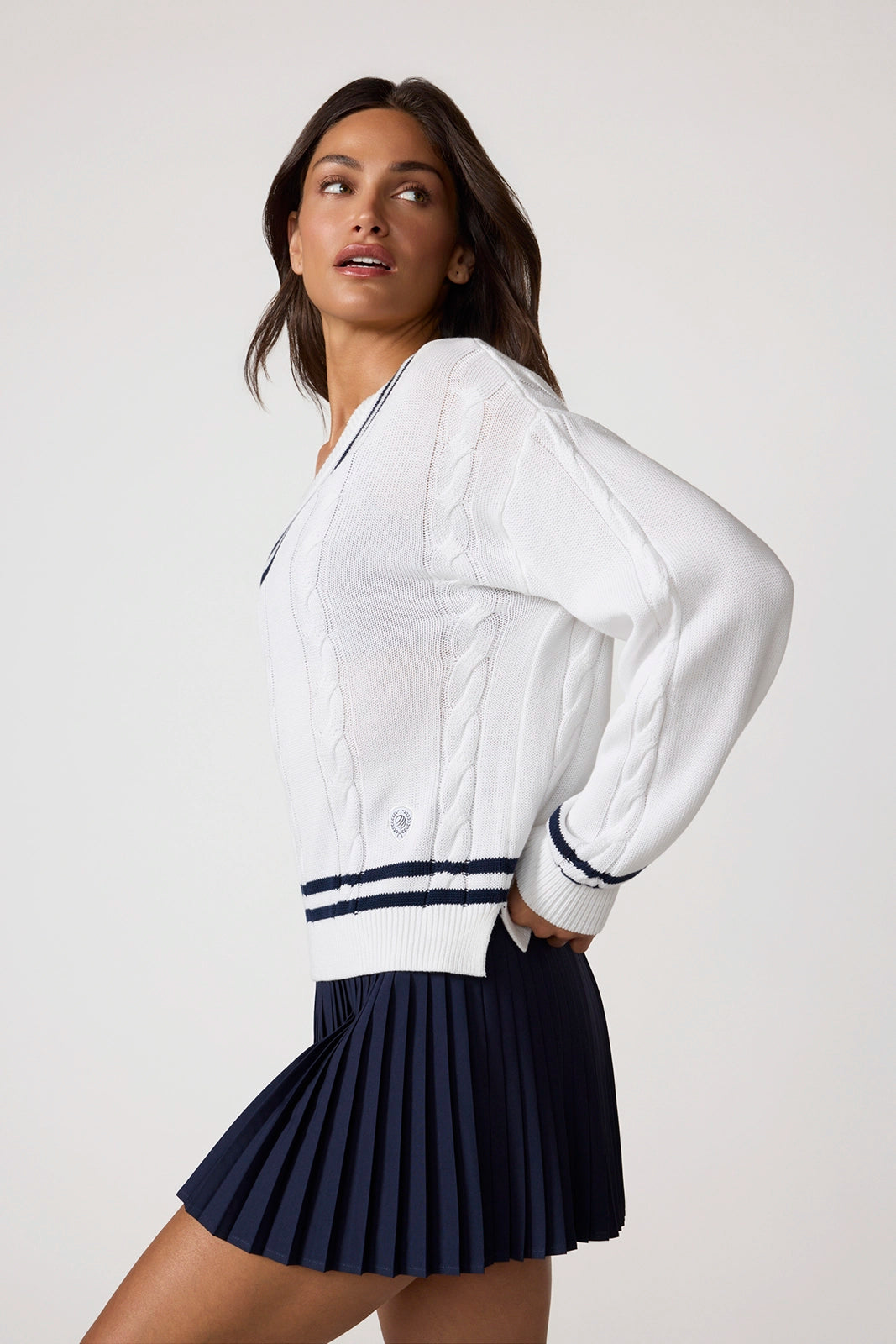 Club Sweater - Brilliant White/Navy Blazer