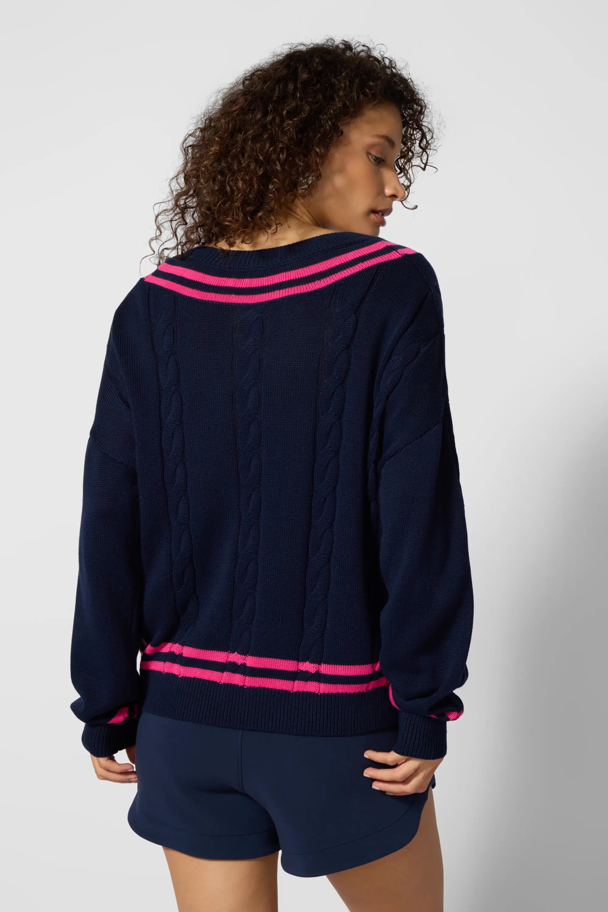Club Sweater - Navy Blazer/Fuchsia