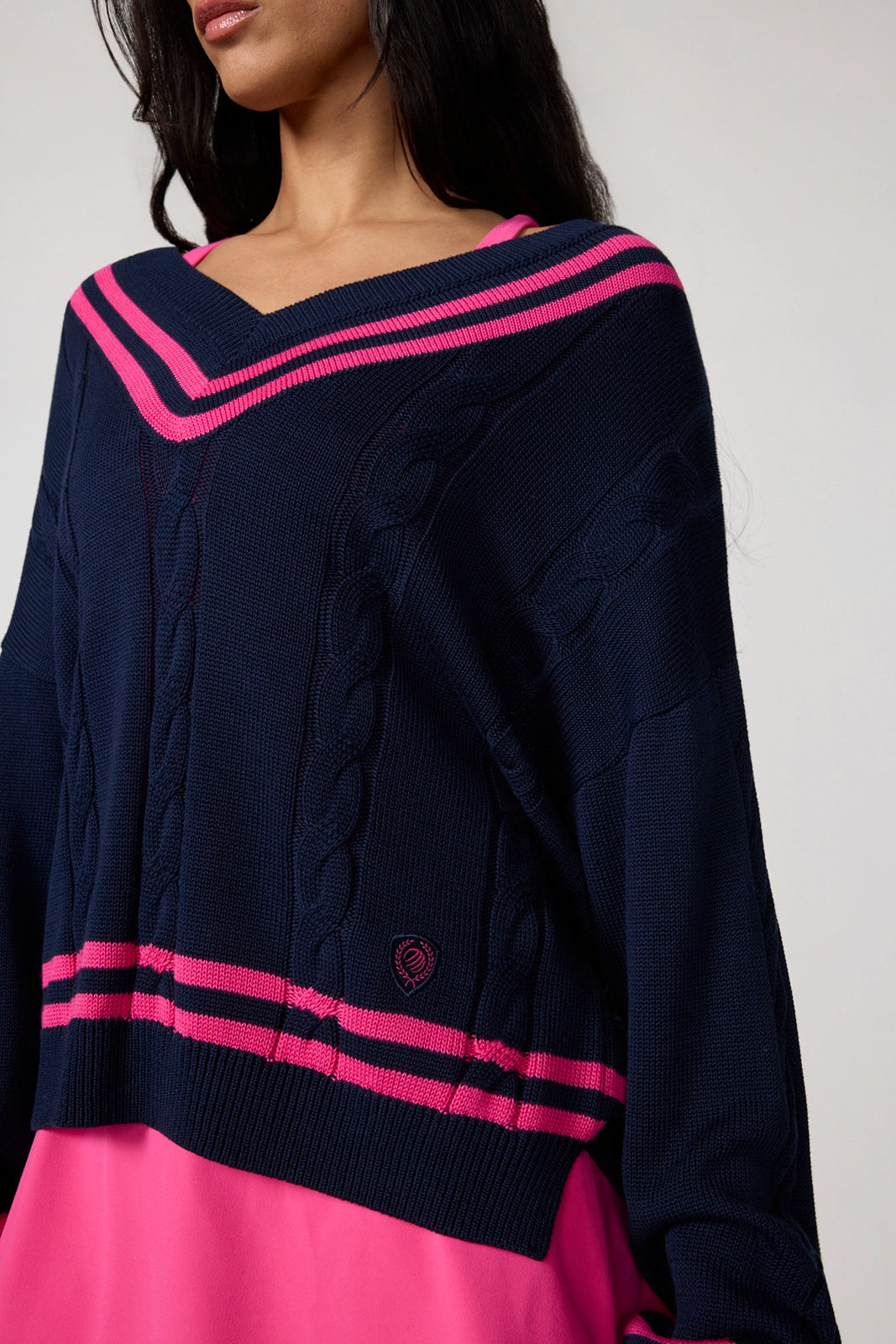 Club Sweater - Navy Blazer/Fuchsia