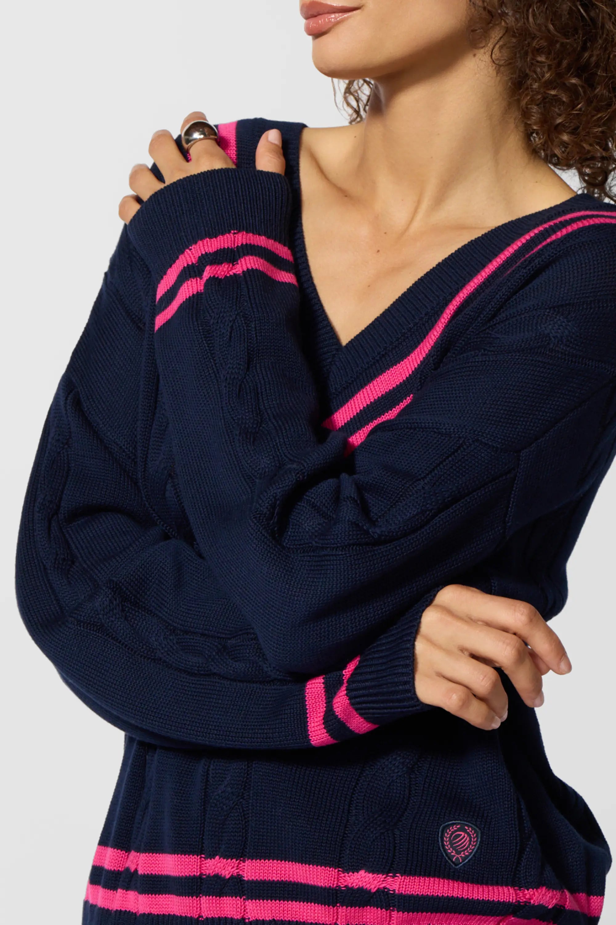Club Sweater - Navy Blazer/Fuchsia