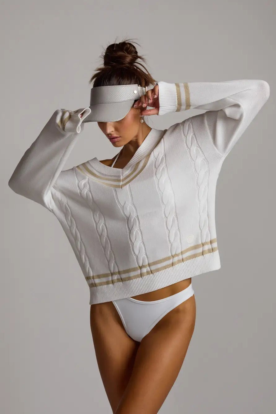 Club Sweater - Brilliant White/Brown Rice