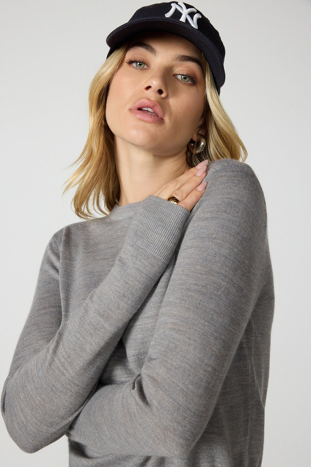 Merino Crew Neck - Htr Steel Grey