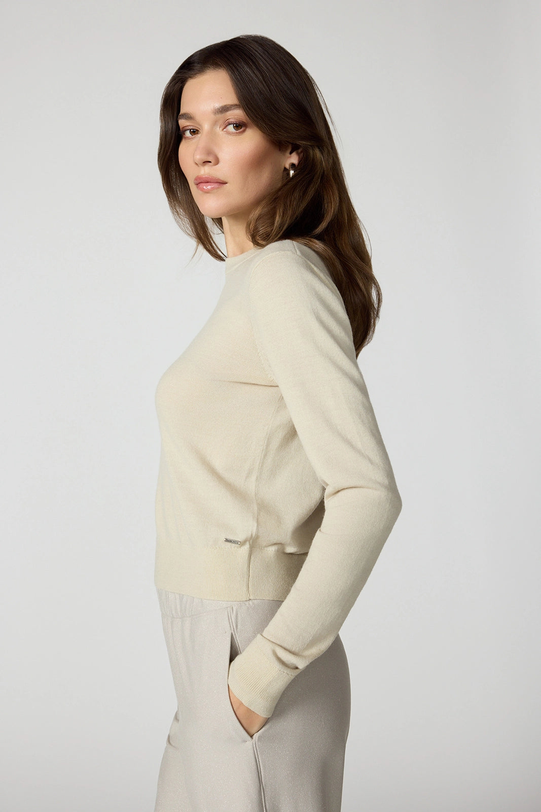 Merino Crew Neck - Htr Brown Rice