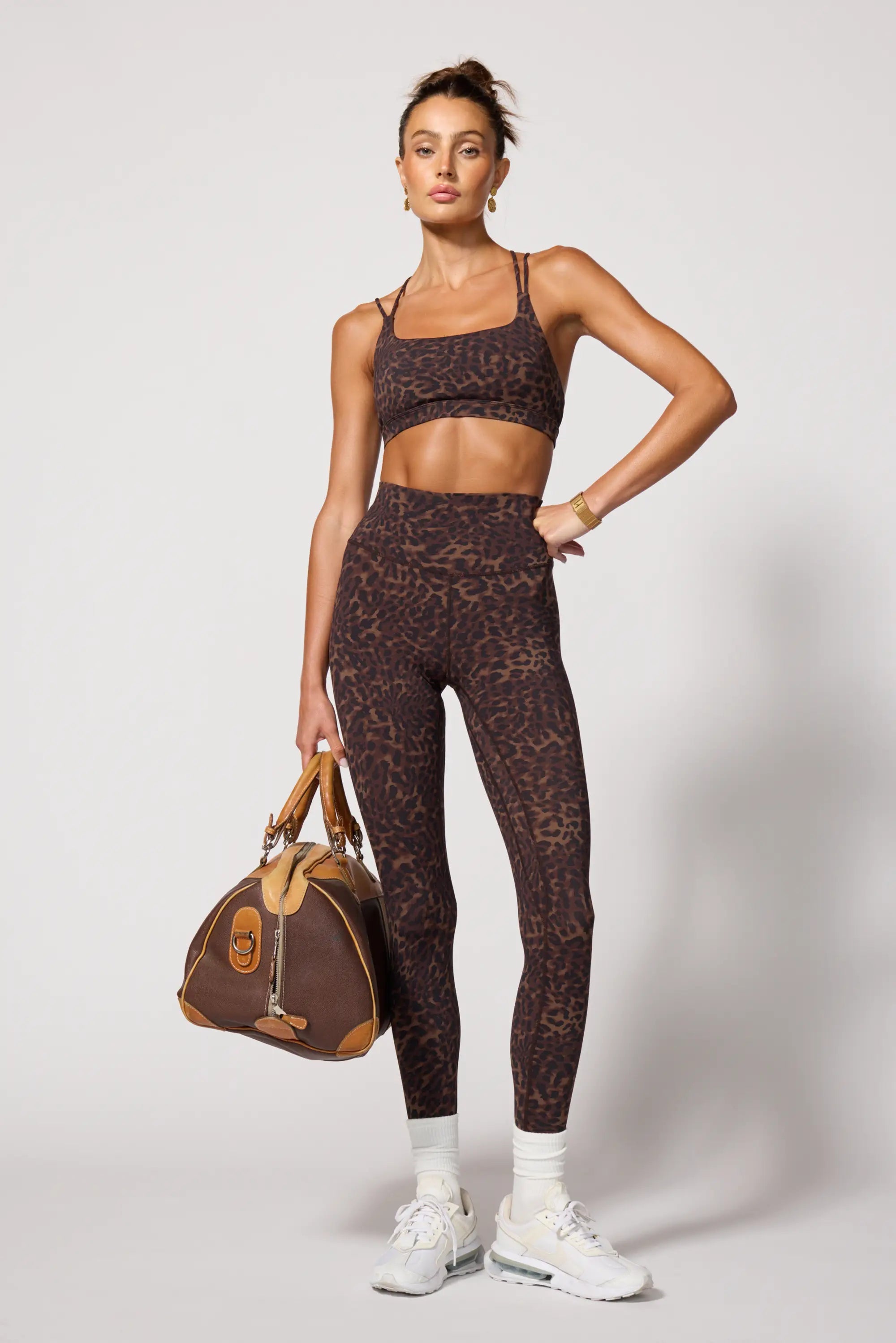 Printed Strappy Bra - Caribou Leopard
