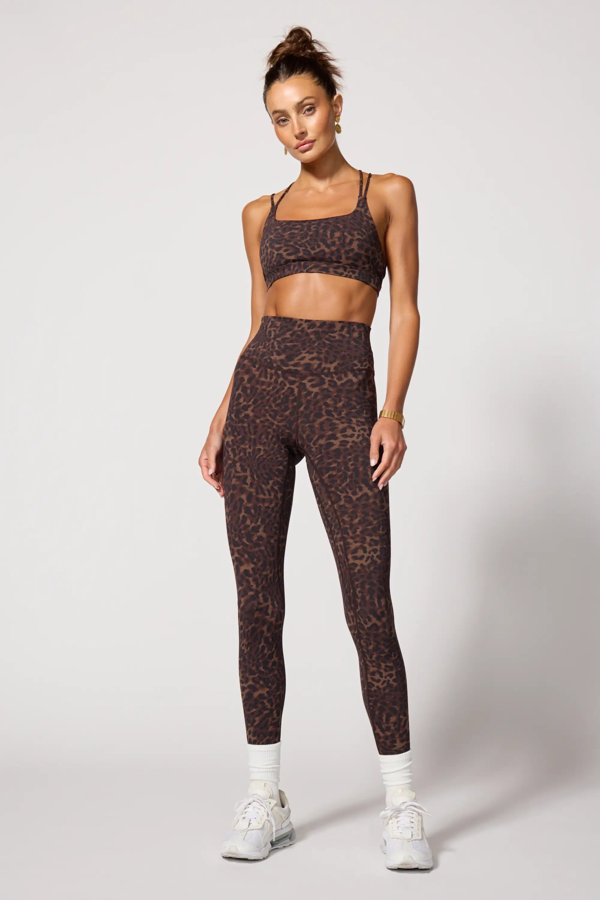 Printed Strappy Bra - Caribou Leopard