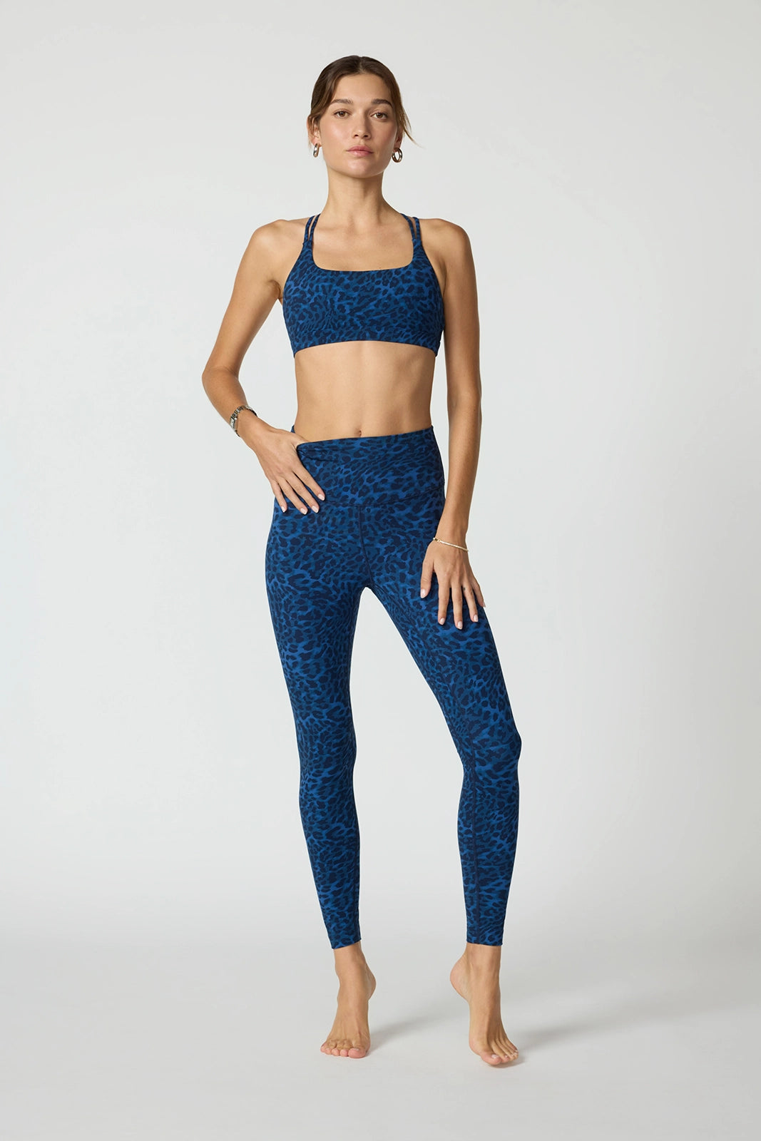 Printed Strappy Bra - Navy Blazer Leopard