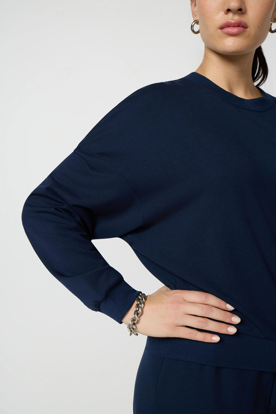 Cozy Fleece Boyfriend Sweatshirt - Navy Blazer