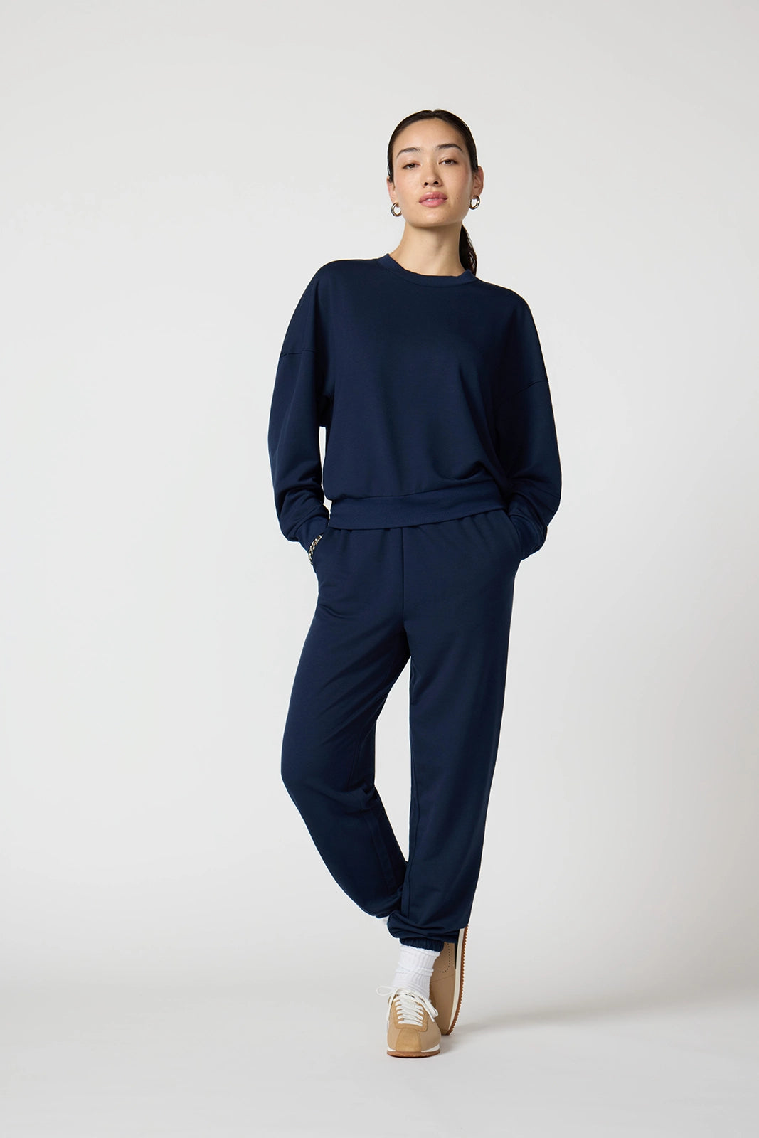Cozy Fleece Boyfriend Sweatshirt - Navy Blazer