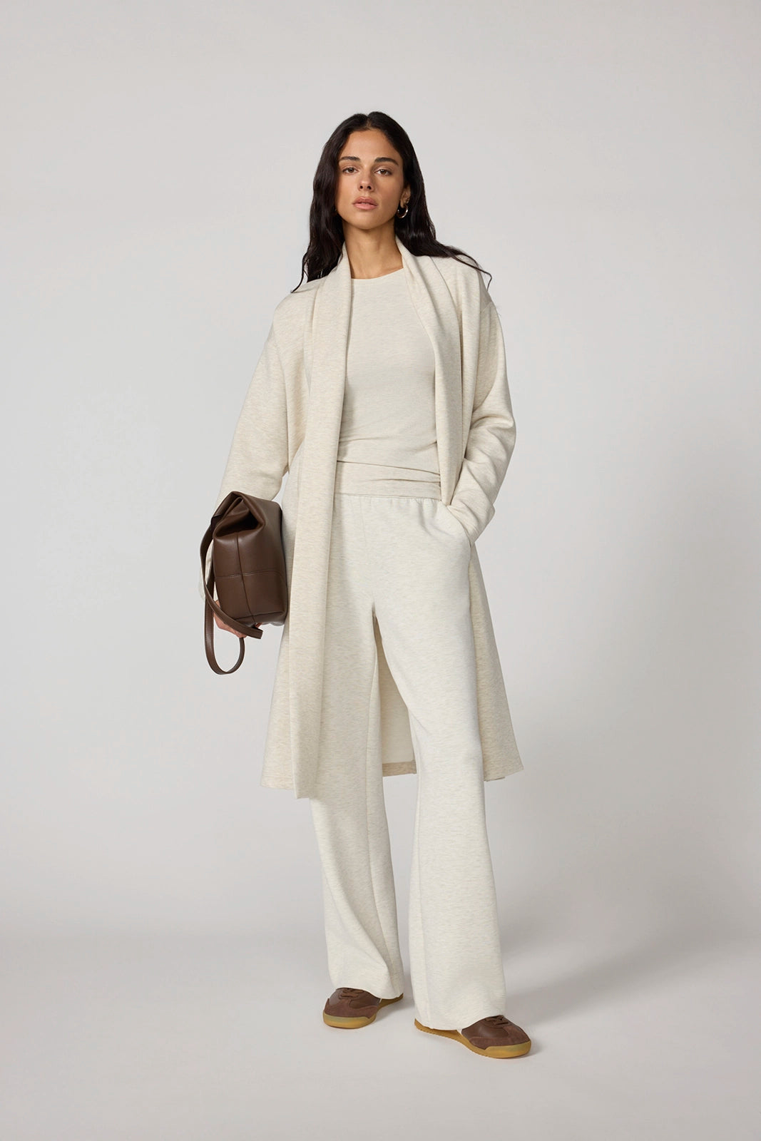 Dreamweave™ Long Cardigan - Htr Brown Rice