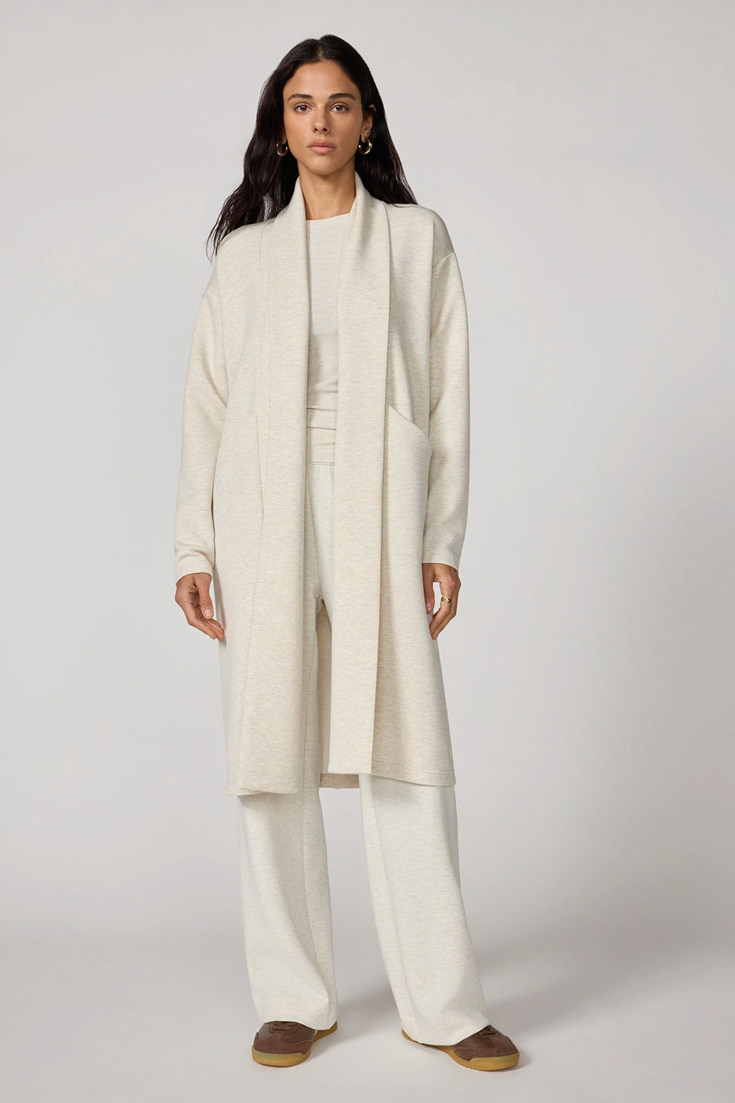 Dreamweave™ Long Cardigan - Htr Brown Rice