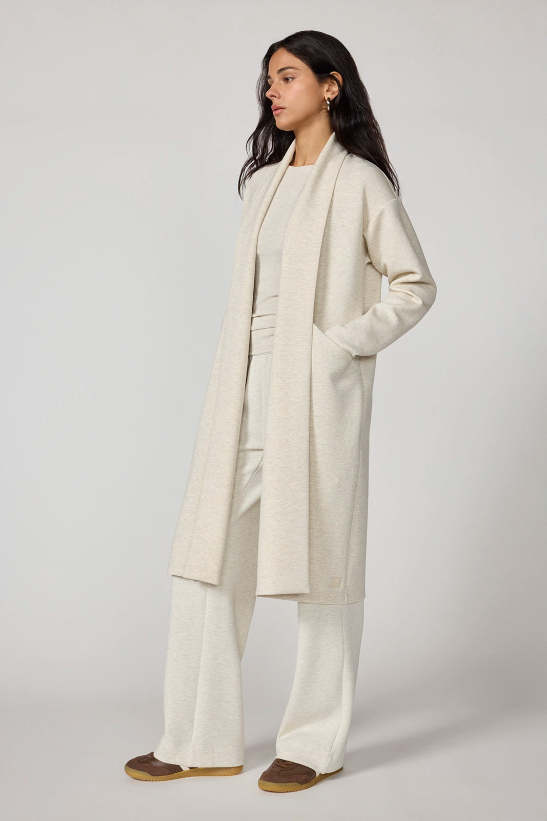 Dreamweave™ Long Cardigan - Htr Brown Rice