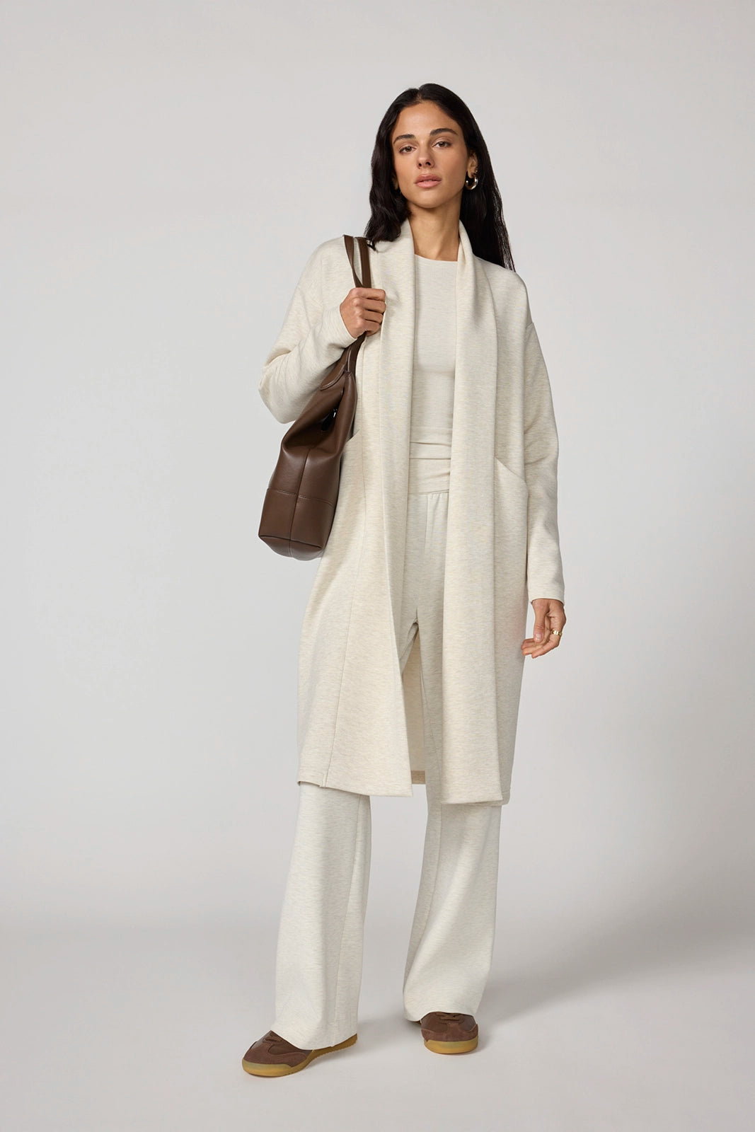 Dreamweave™ Long Cardigan - Htr Brown Rice