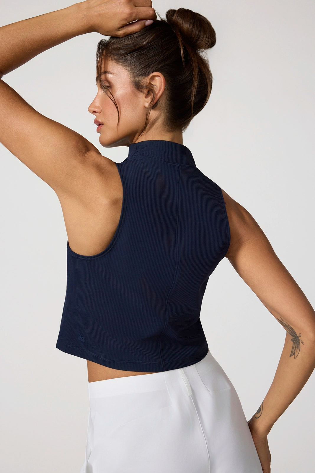 Ribbed Mock Neck Tank - Navy Blazer