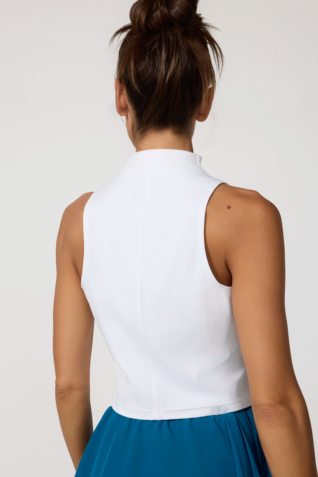 Ribbed Mock Neck Tank - Brilliant White