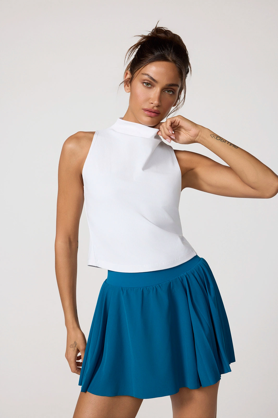 Ribbed Mock Neck Tank - Brilliant White