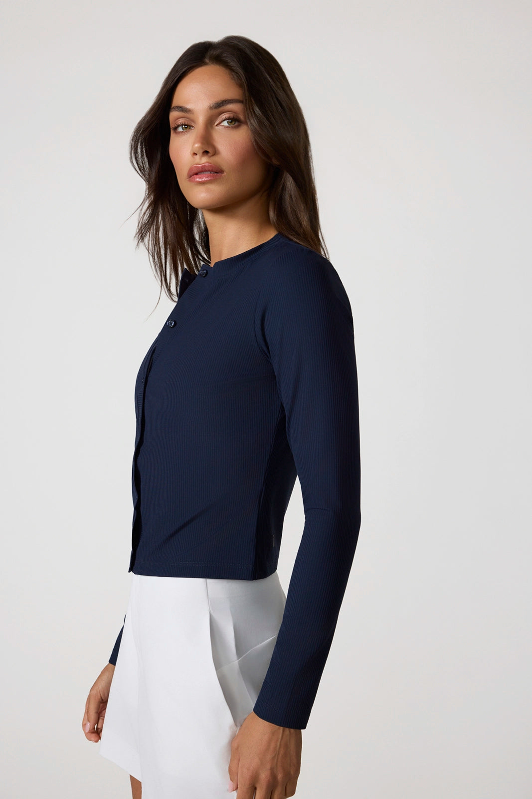Ribbed Cardigan - Navy Blazer