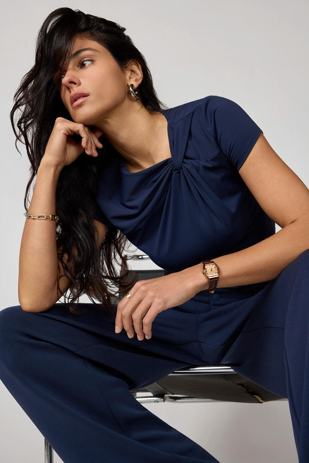 Cloud Knot Front Tee - Navy Blazer