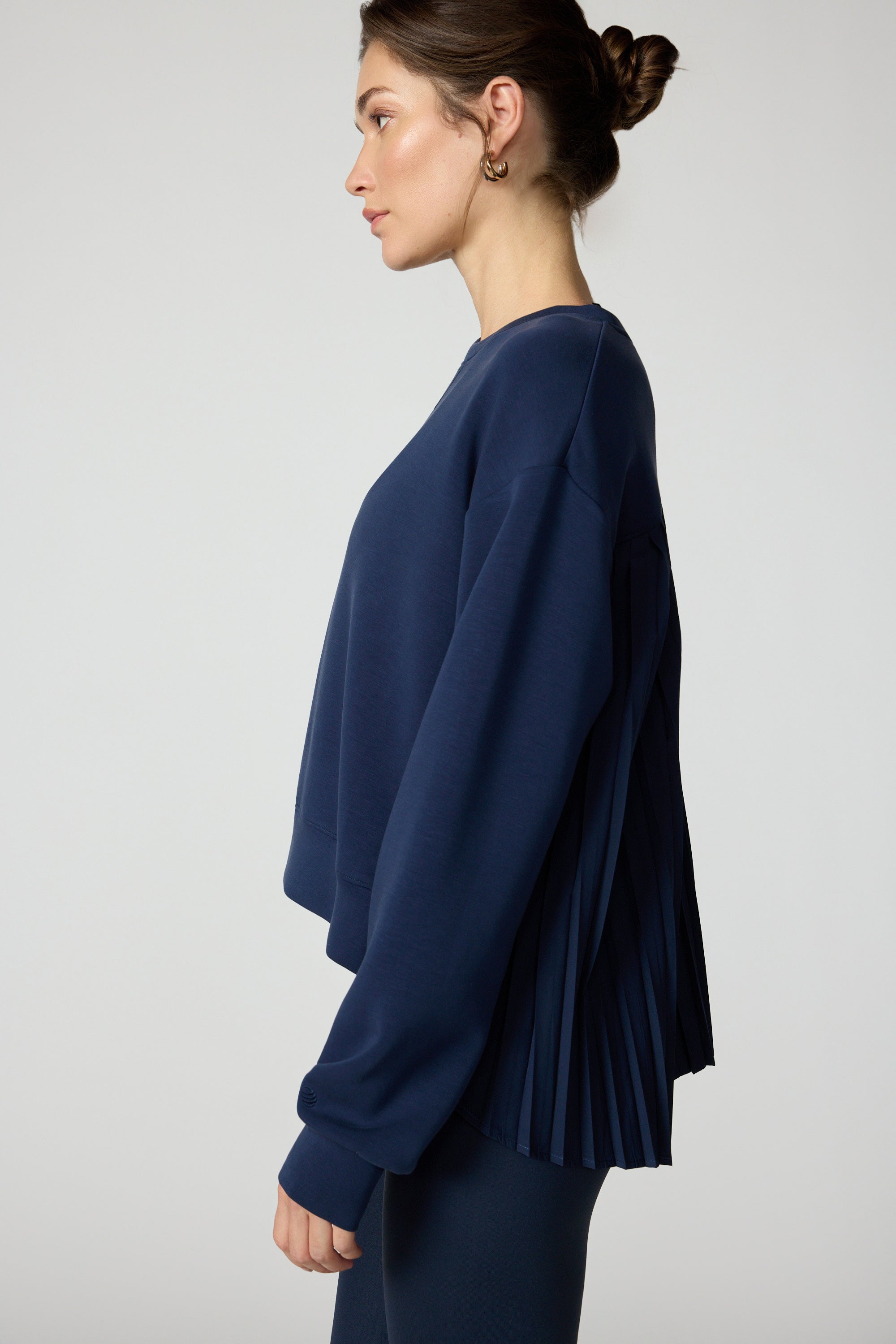 Dreamweave Crew with Pleated Back - Navy Blazer