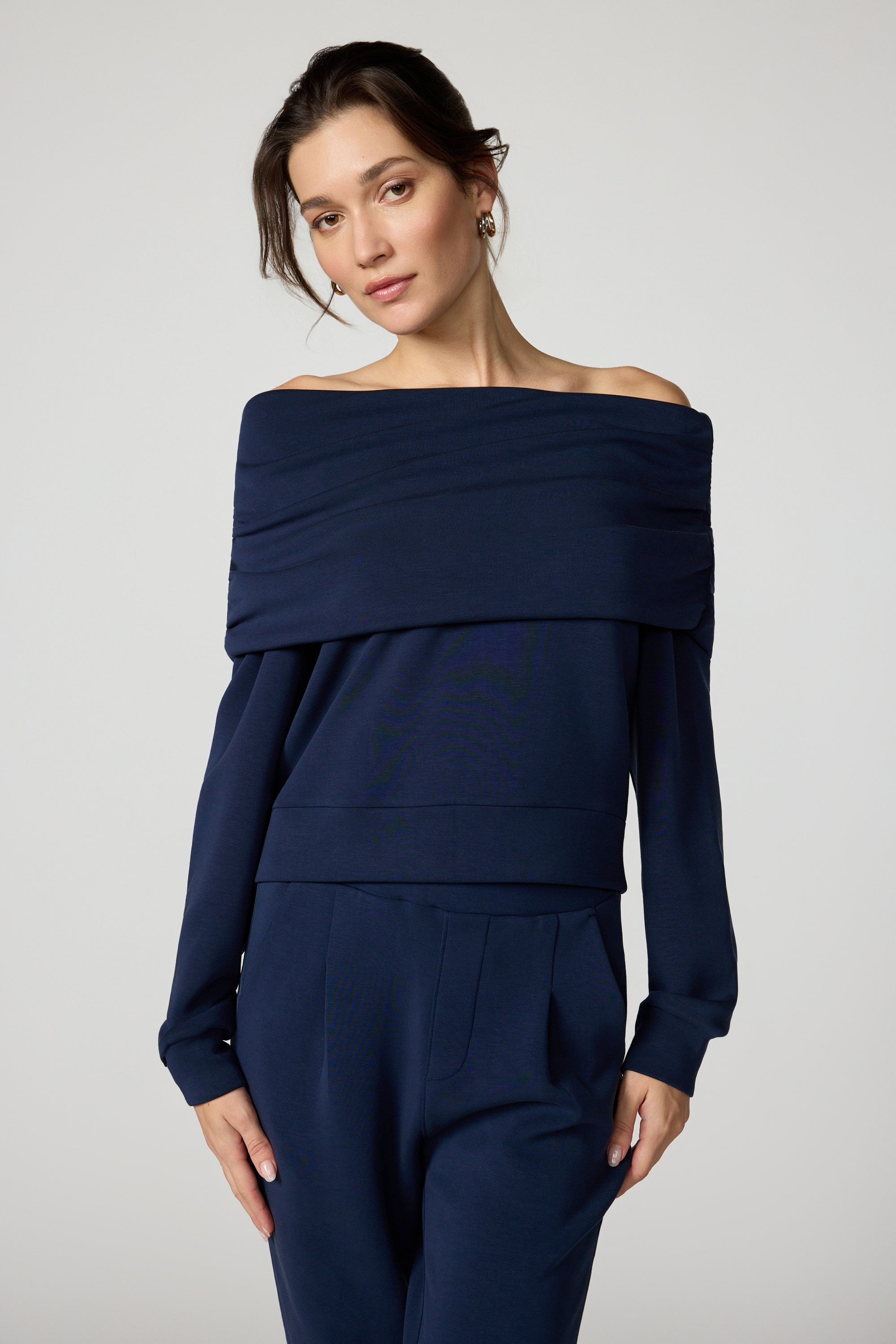 Dreamweave Off The Shoulder - Navy Blazer