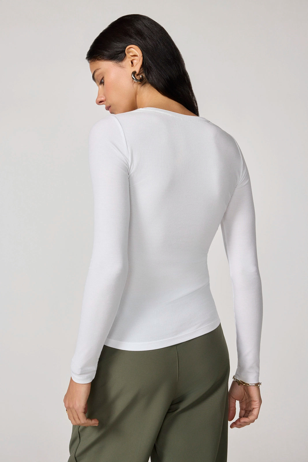 Baby Rib Long Sleeve Crew Neck - Brilliant White