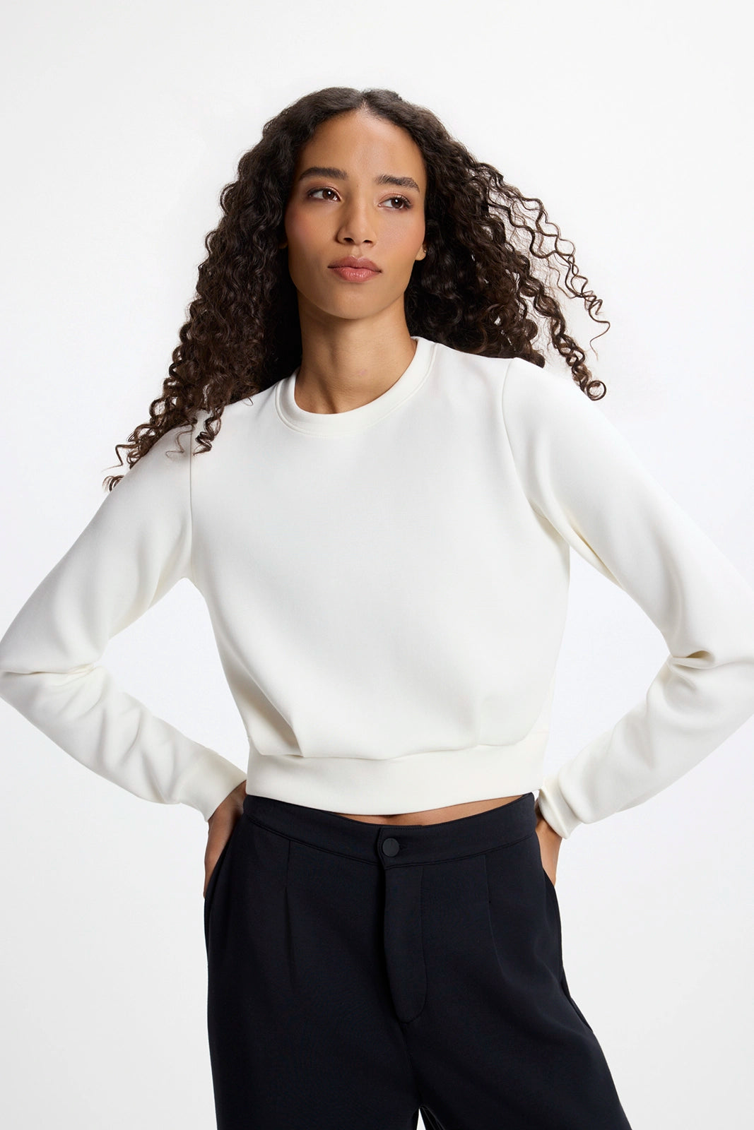 Dreamweave™ Pleated Crew Neck - Vanilla