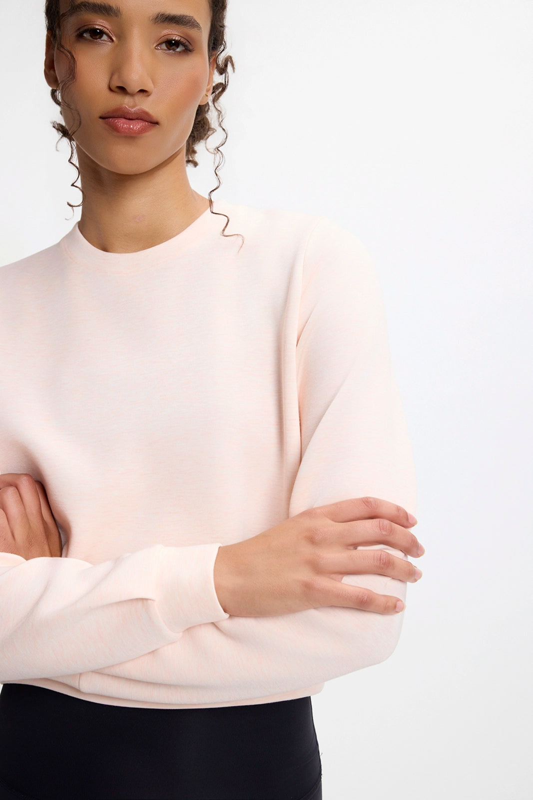 Dreamweave™ Pleated Crew Neck - Htr Pearl Blush