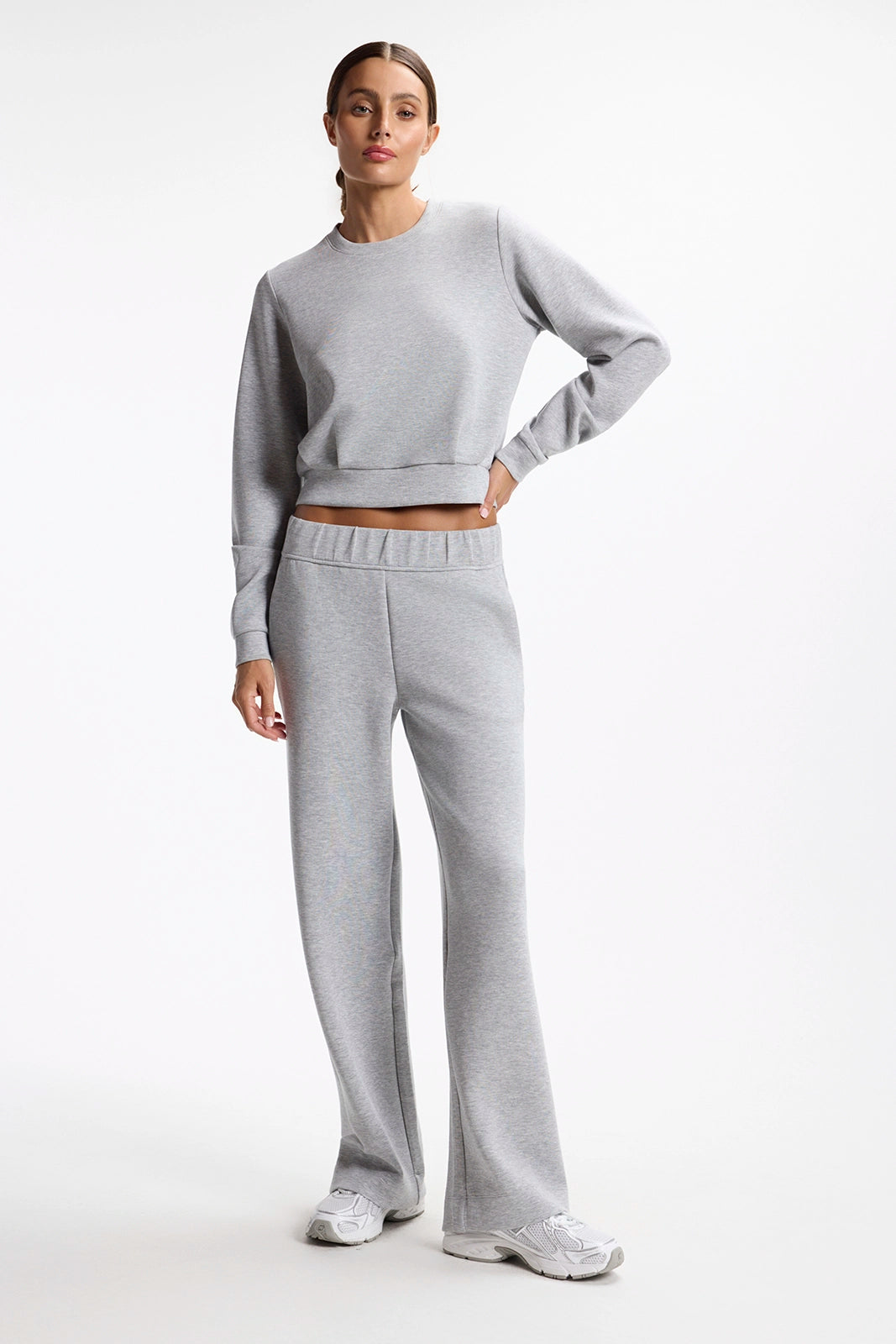 Dreamweave™ Pleated Crew Neck - Htr Concrete
