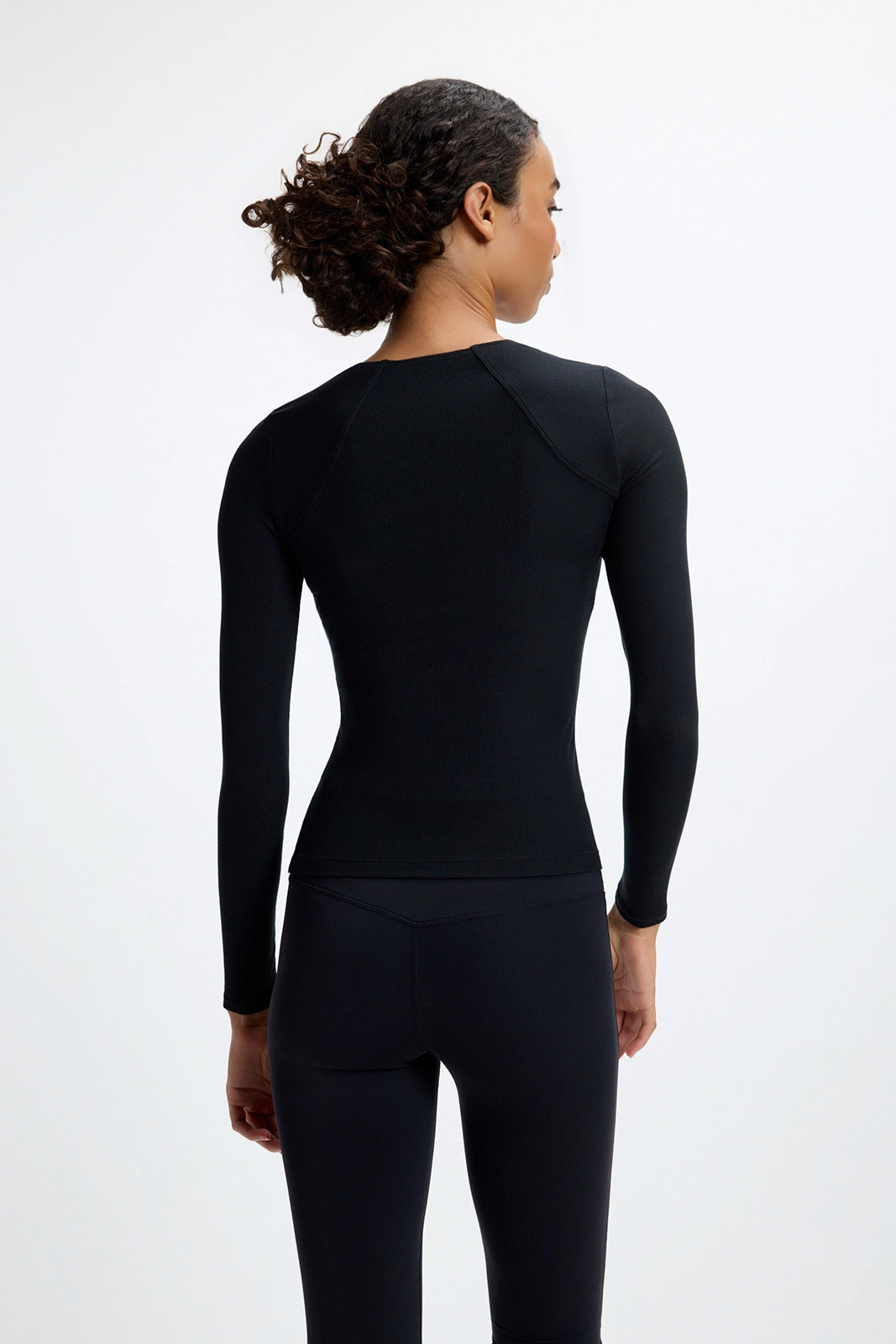 Baby Rib Square Neck Top - Black