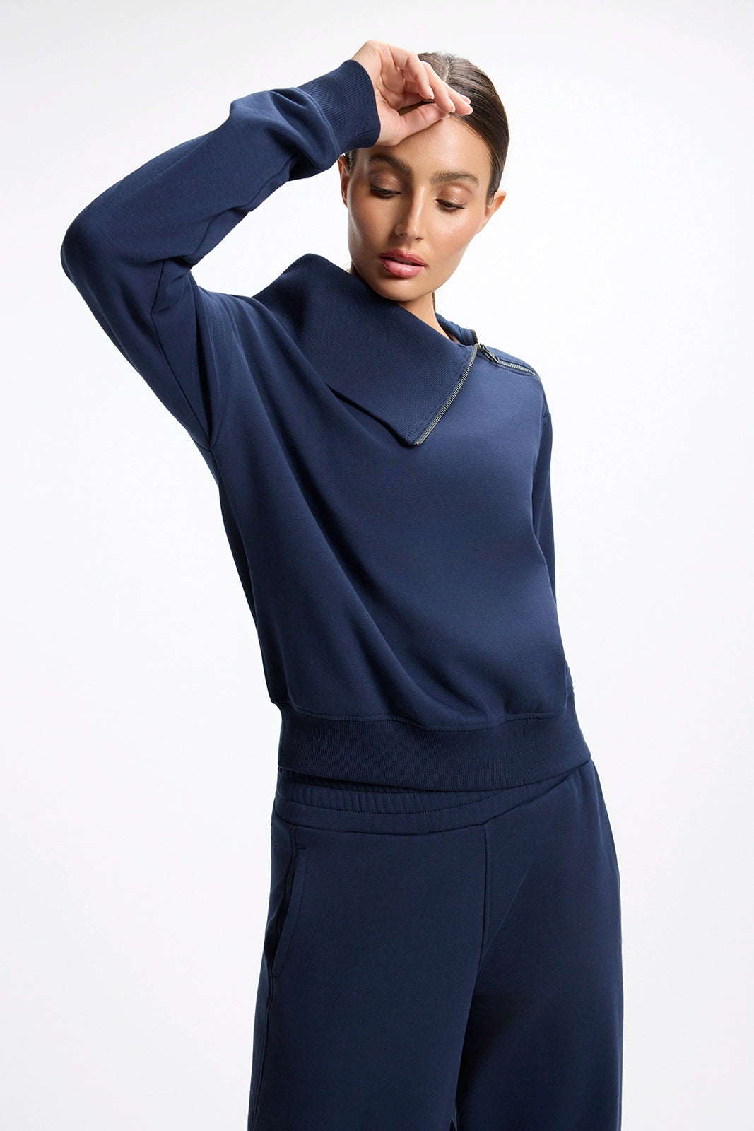 Ultrasoft Fleece Asymmetrical Half Zip - Navy Blazer