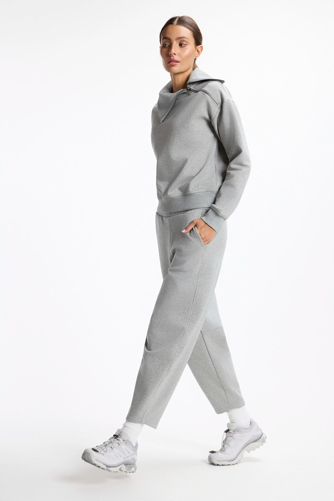 Ultrasoft Fleece Asymmetrical Half Zip - Htr Concrete