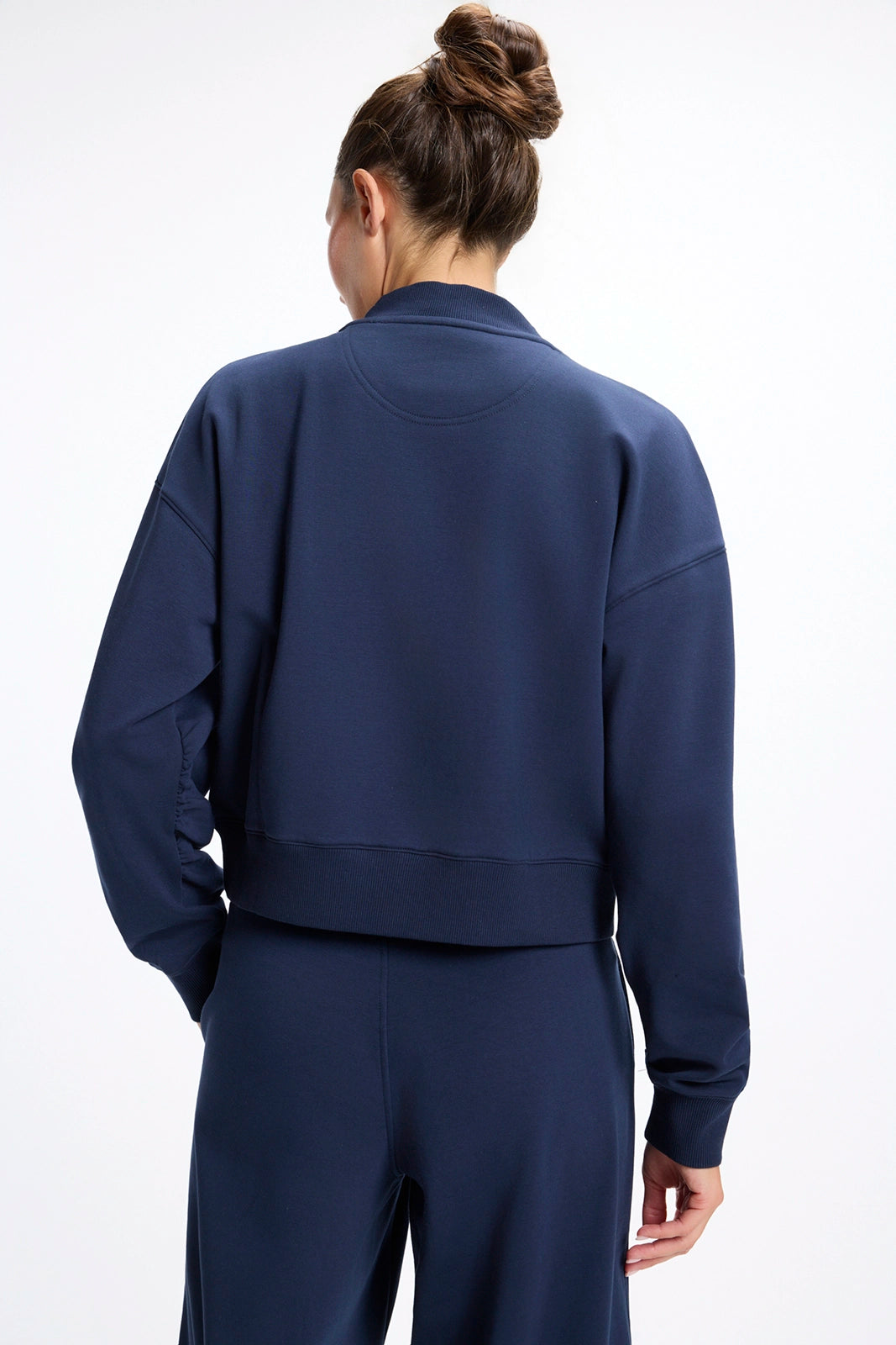 Ultrasoft Fleece Mock Neck Cropped Sweatshirt - Navy Blazer