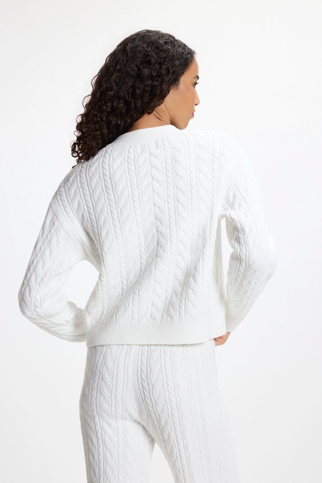 Cable Knit Cardigan - Snow White