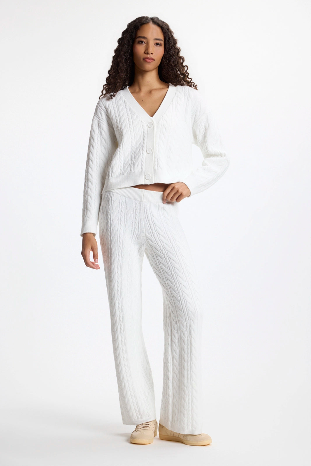 Cable Knit Cardigan - Snow White