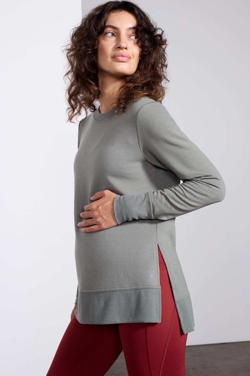 Serene Recycled Polyester TENCEL™ Modal Side Slit Maternity Pullover