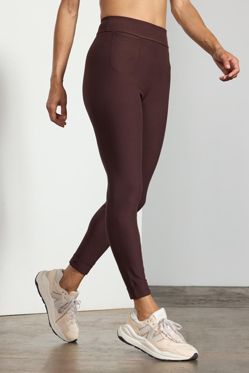 Explore High Rise Faux Cuff Pant 26" Peached - Chocolate Brown