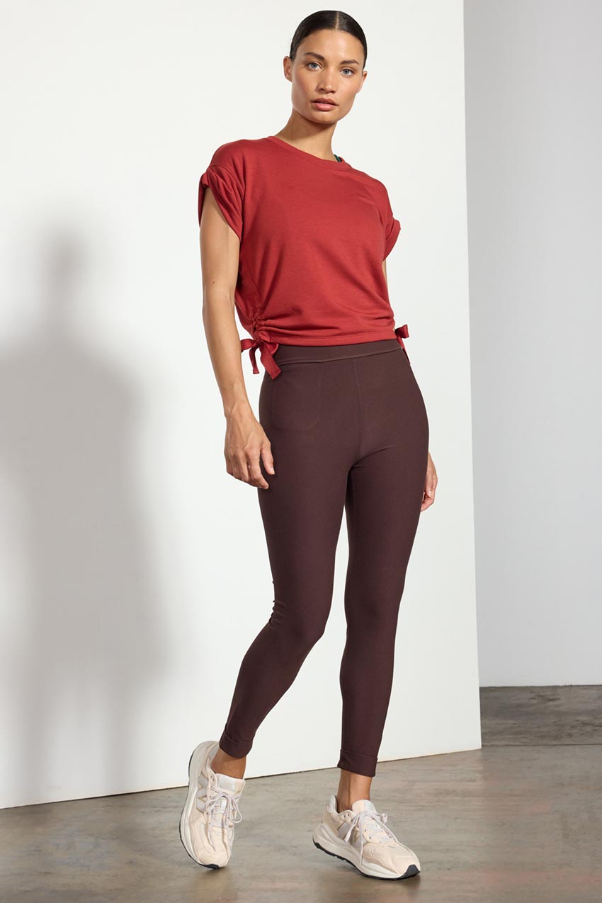 Explore High Rise Faux Cuff Pant 26" Peached - Chocolate Brown