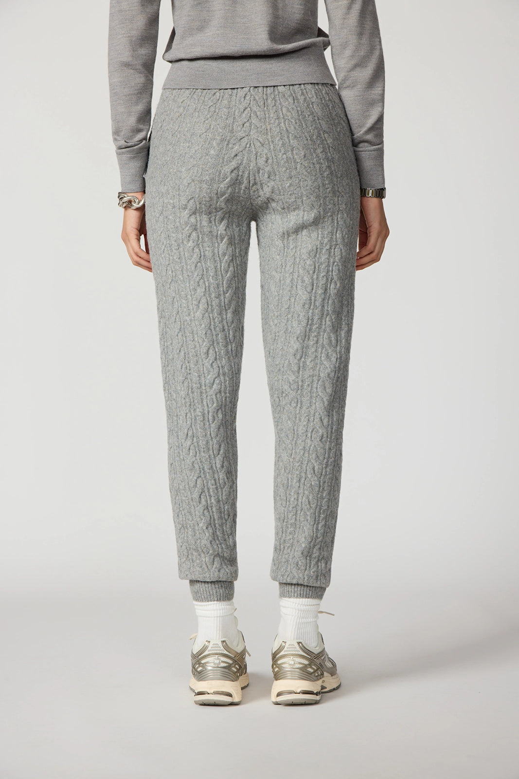 Cable Knit Jogger - Htr Steel Grey