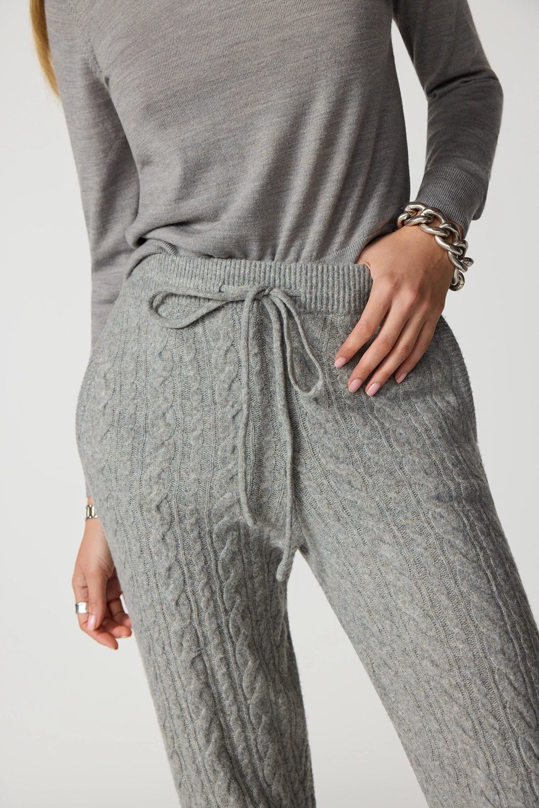 Cable Knit Jogger - Htr Steel Grey