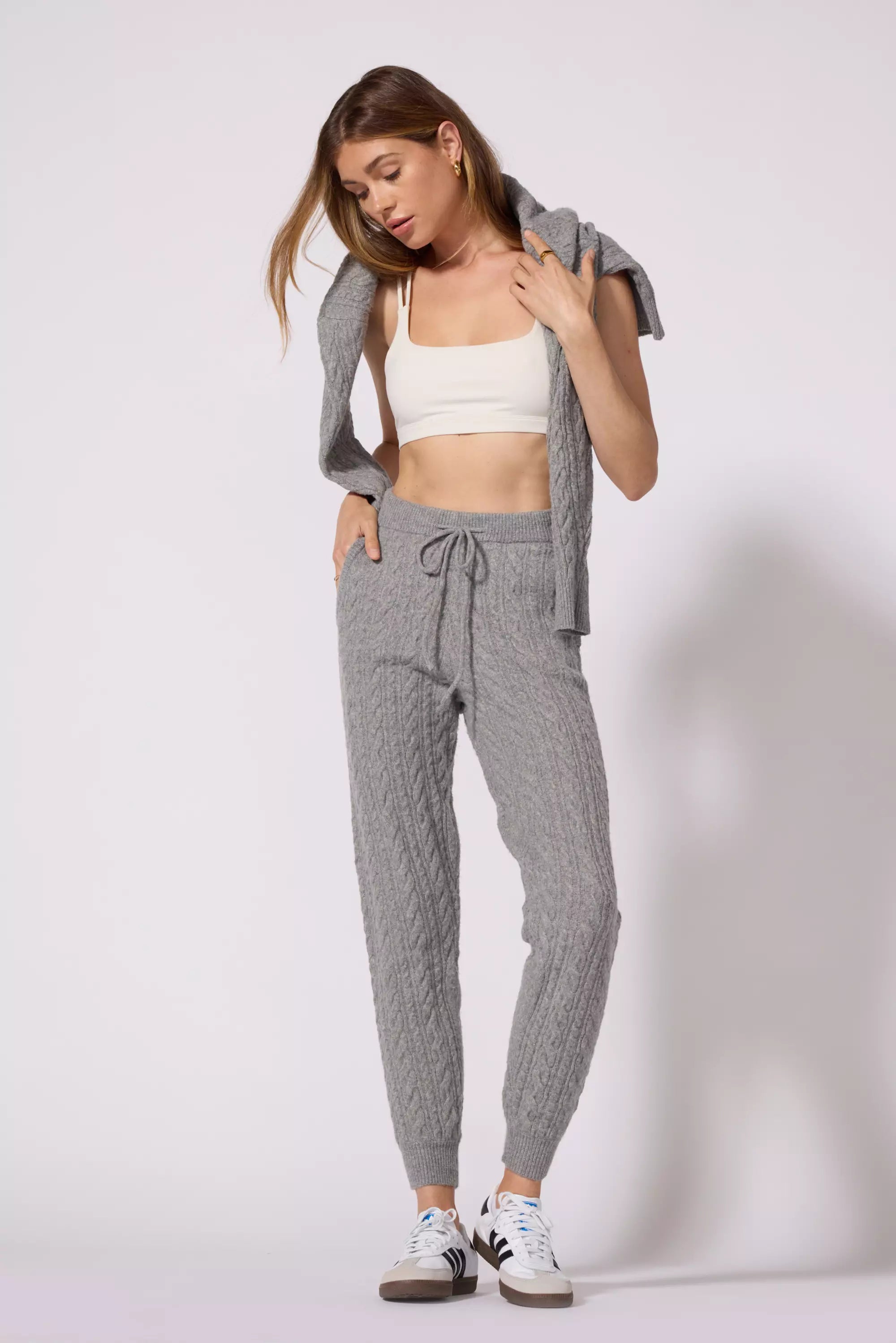 Cable Knit Jogger Htr Steel Grey MPG Sport